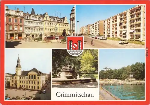 Crimmitschau Markt, Straße der Freundschaft, Rathaus Friedenspark, Sahnbad 1990