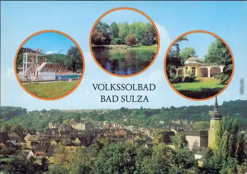 Bad Sulza Teilansicht, Soleschwimmbad, Kurpark, Trinkhalle 1982