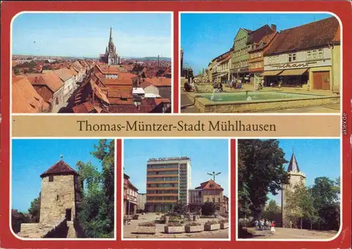 Mühlhausen Thüringen Blick auf die Stadt Wilhelm-Pieck-Platz, Hospitalturm 1983