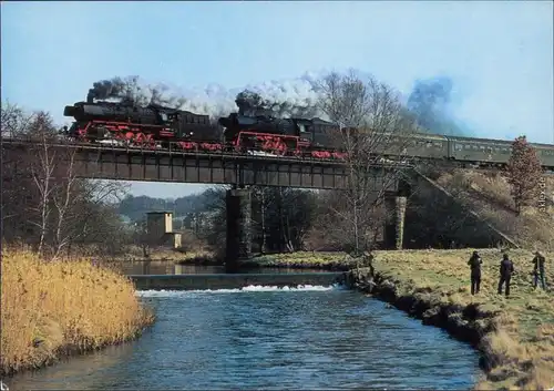 Nossen Eisenbahnbrücke über Freiberger Mulde Dampflokomotive Bild Heimat 1988