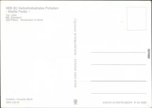 Potsdam Weiße Flotte Potsdam Ansichtskarte 1978