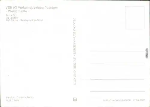 Potsdam Weiße Flotte Potsdam  Ansichtskarte  Dampfer xxx 1978