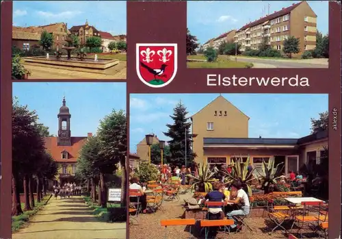 Elsterwerda Wikow Elsterbrunnen, Markt, Blumenstraße, Oberschule, Café 1981