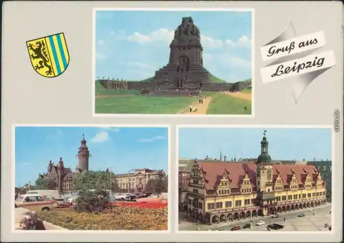 Leipzig 1. Völkerschlachtdenkmal, 2. Neues Rathaus, 3. Altes Rathaus 1965