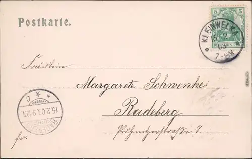 Kleinwelka Mały Wjelkow 3 Bild: Ansichtskarte b Bautzen Oberlauistz  1903