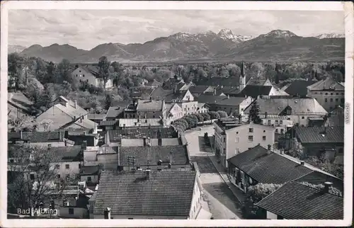 Foto Ansichtskarte Bad Aibling Blick über die Dächer Straße 1939