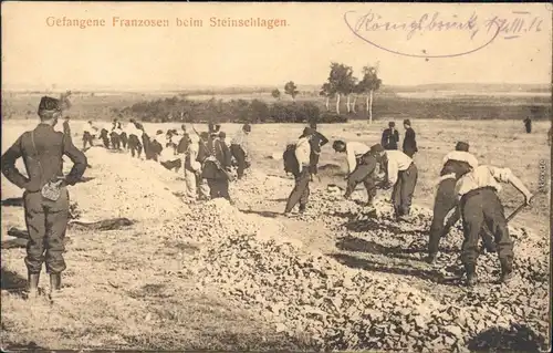 Königsbrück Kinspork Gefangene Franzosen beim Steinschlagen Ansichtskarte 1916