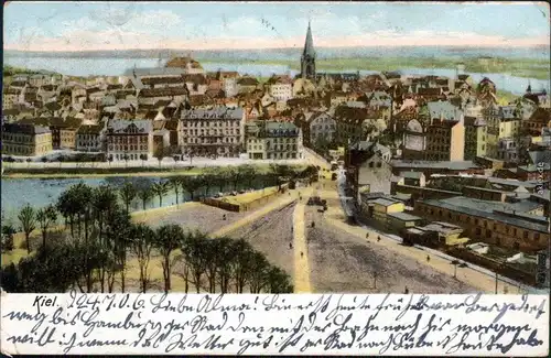 Kiel Straße in die Stadt Ansichtskarte   1906