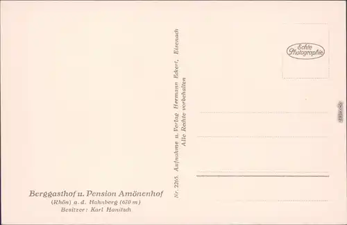 Oepfershausen Berggasthof und Pension Amönenhof  Hanitsch 1935