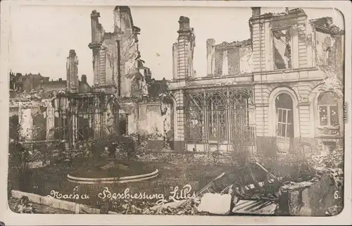 Lille zerstörtes Haus - Privatfotokarte Ansichtskarte  1917