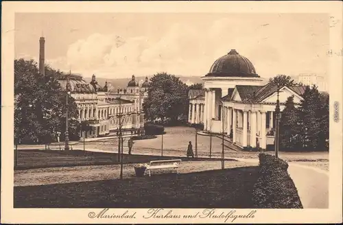 Marienbad Mariánské Lázně Straßenpartie - Kurhaus und Rudolfszell 1930 