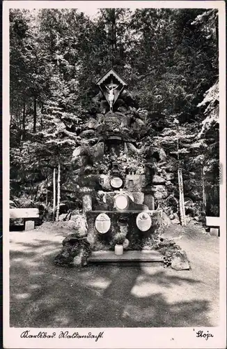 Karlsbad Karlovy Vary Schrein im Wald - Kreuz Religion Fotokarte 1930