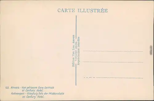 Antwerpen Anvers Hotel/Luftbild: Mittelstation und Century Hotel 1930