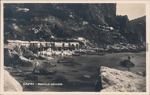 Foto Ansichtskarte Capri Marina Piccola, Boote und Menschen 1932