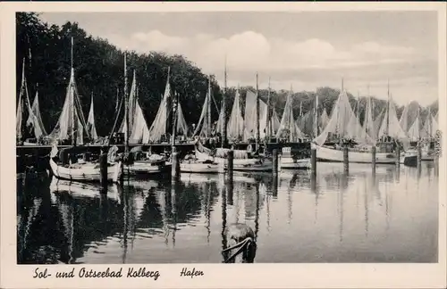 Kolberg Kołobrzeg Partie am Segelhafen Ansichtskarte  1932