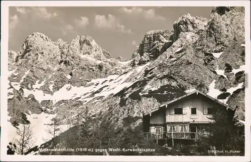 Mittenwald Mittenwalderhütte  - Karwendelspitze Foto Ansichtskarte  1935