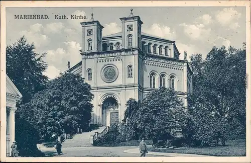 Marienbad Mariánské Lázně Partie an der Katholischen Kirche 1924 