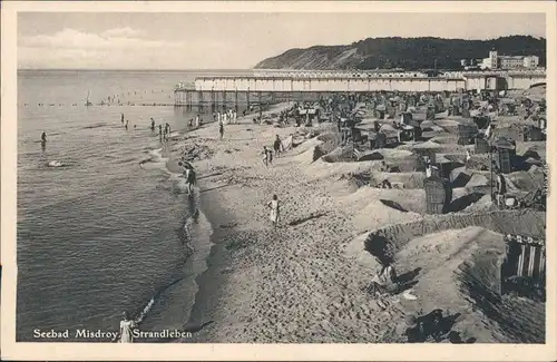 Misdroy Międzyzdroje Strandleben - Seebrücke und Hotel  Pommern pomorskie 1934