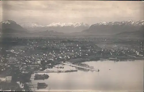 Bregenz Luftbild mit Hafen  Foto Ansichtskarte 1928