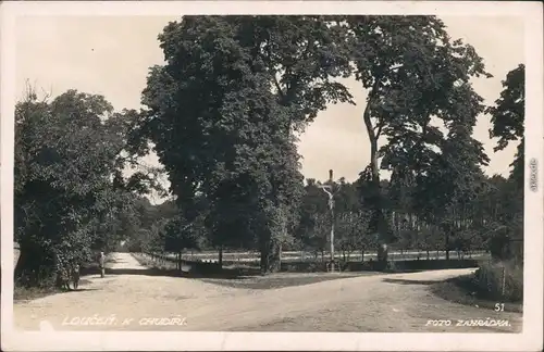 Lautschin Loučeň Loučeň - k Chudíři, Prošlá poštou.Jesuskreuz Kreuzung 1932