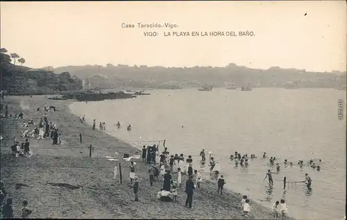 Vigo La Playa en la Hora del Bano/Strand Galicia : España 1918