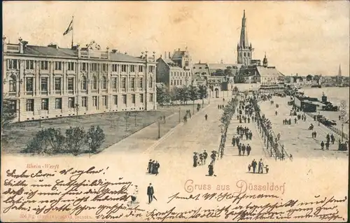 Düsseldorf Straßenpartie an der Rheinwerft Ansichtskarte 
1900