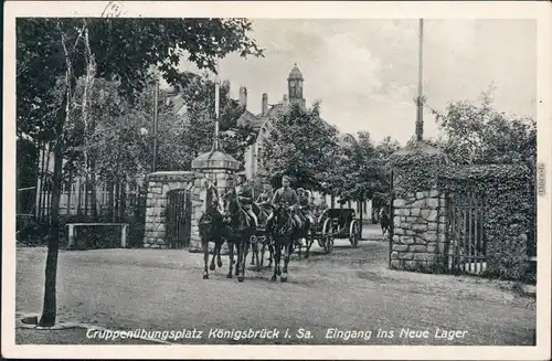 Königsbrück Kinspork Pferdegespann, Soldaten - Eingang Neues Lager 1934 