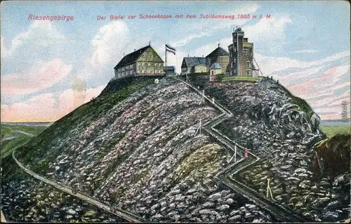Krummhübel Karpacz Künstlerkarte  Schneekoppe/Sněžka/Śnieżka 1925 
