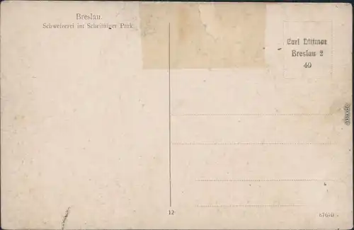 Breslau Wrocław Schweizerei im Scheitniger Park 1915 