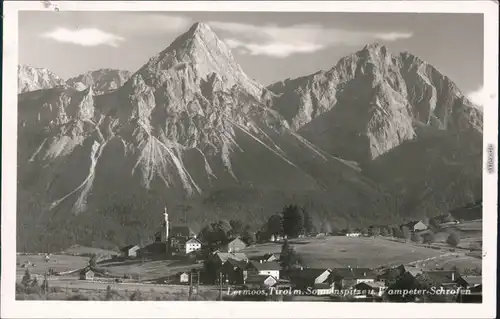 Lermoos Blick auf die Stadt  und Wampeter Schrofen Foto Ansichtskarte  1935