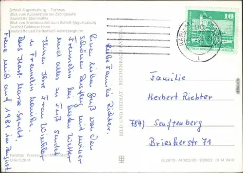 Erdmannsdorf Augustusburg Sternmühlental  Ansichten Ansichtkarte 1980