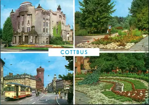 Cottbus Choćebuz  Theater  Blechenpark   Ernst-Thälmann-Platz  Blumenuhr 1975