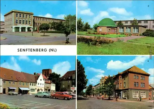 Senftenberg (Niederlausitz) Zły komorów Bahnhofstraße und HOG "Satdcafé" 1974