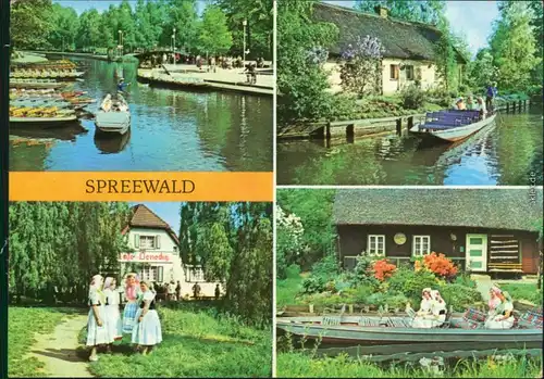 Lübbenau (Spreewald) Lubnjow Verschiedene Ansichten von  Spreewaldkähnen 1976