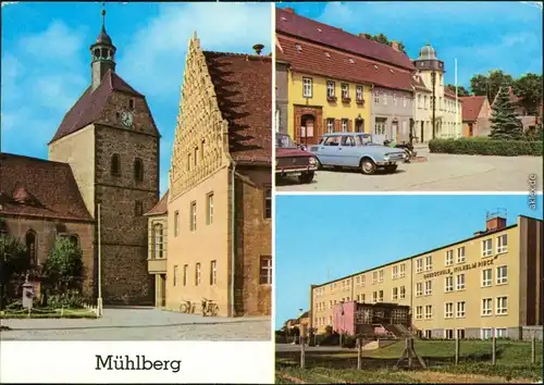 Mühlberg Elbe  Rathaus, Ernst-Thälmann-Straße  Polytechnische Oberschule   1982