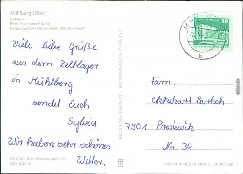 Mühlberg Elbe  Rathaus, Ernst-Thälmann-Straße  Polytechnische Oberschule   1982