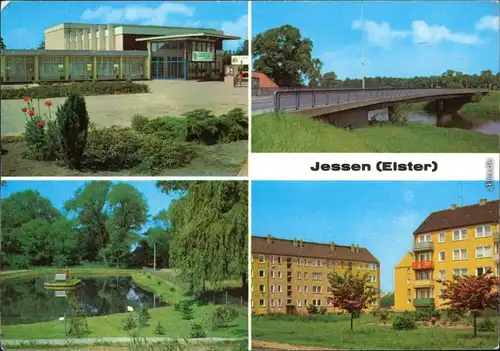 Jessen Kulturhaus, Friedensbrücke, Parkanlage, Heinrich-Rau-Straße 1979