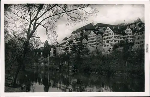 Tübingen Neckaransicht mit Schloss Hohentübingen 1930 