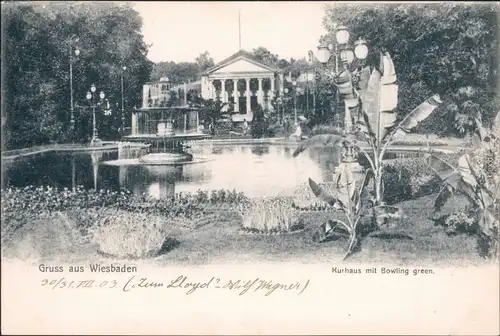 Wiesbaden Kurhaus vom Bowling gesehen Ansichtskarte  1903