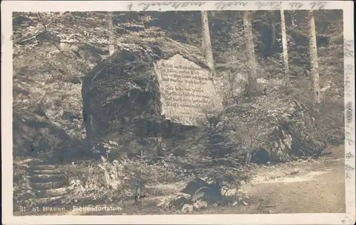 St. Blasien Eichendorfstein Ansichtskarte  1926