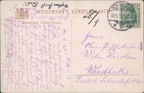 Düsseldorf Tritonengruppe am Corneliusplatz, Künstlerkarte 1913