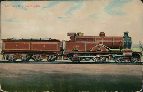 englische Eisenbahn: Midland Express Engine Postcard Anichtskarte 1900
