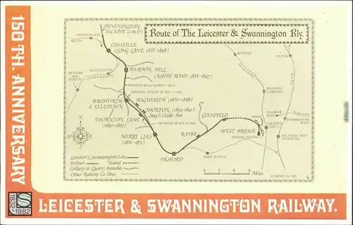 Leicester & SWannington Railway - 100 Jahre Ansichtskarte  1982