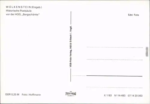 Wolkenstein Historische Postsäule Foto Ansichtskarte Erzgebirge 1983