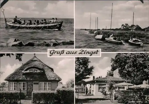 Zingst Darss Barkasse (großes Ruderboot),  Haus mit Reetdach, Gaststätte 1961