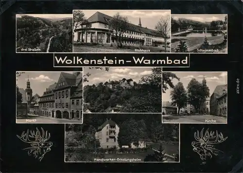 Wolkenstein Drei Straßen, Klubhaus, Schwimmbad, Markt,   1963