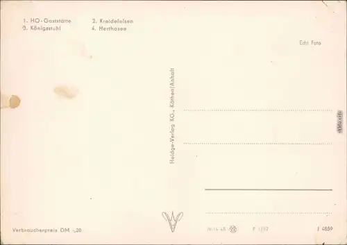 Stubbenkammer-Sassnitz Saßnitz 1. HO-Gaststätte,   Königsstuhl 1962