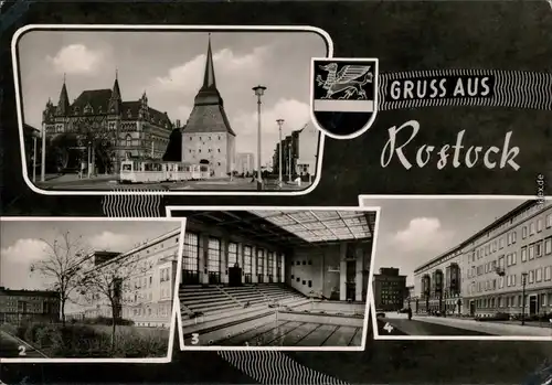 Rostock  Ulrich-von-Hutten-straße Schwimmhalle  4. Ernst-Thälmann-Straße 1963