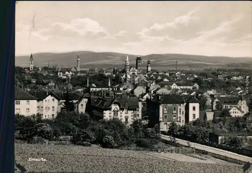Zittau Überblick über die Stadt mit Blick in die Ferne 1960