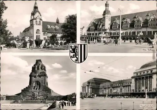 Leipzig Zoo, Altes Rathaus, Völkerschlachtdenkmal, Hauptbahnhof 1957